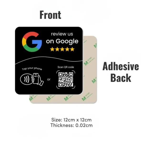 Google Review Plate NFC + QR Code-Black