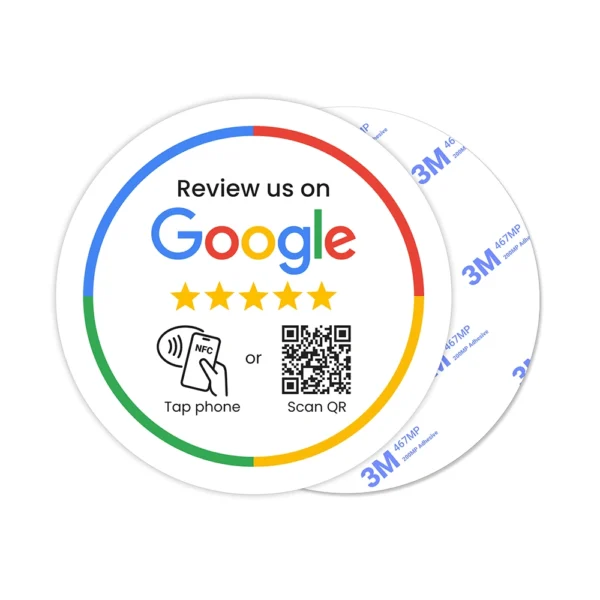 Google Review Round Plate – NFC Tap + QR (3M Adhesive) 7