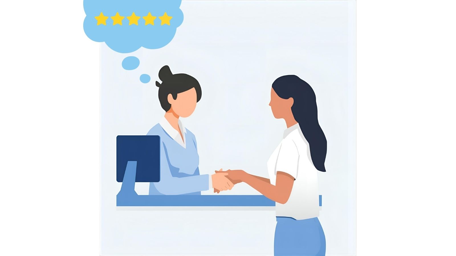 Staff member politely asking a customer for a Google review in-store