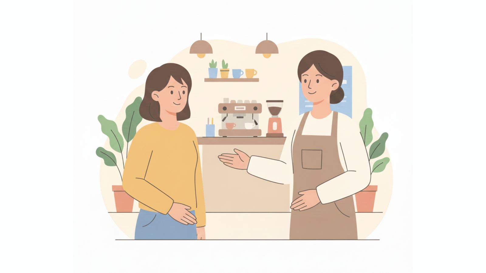 Illustration of a customer enjoying good service at a local business