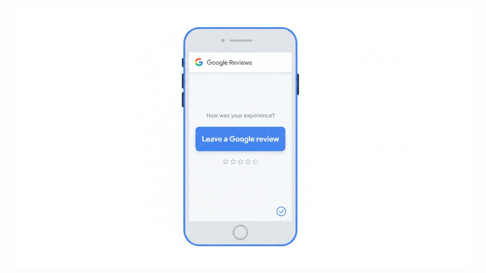 Flat illustration of a phone showing a clear Google review button