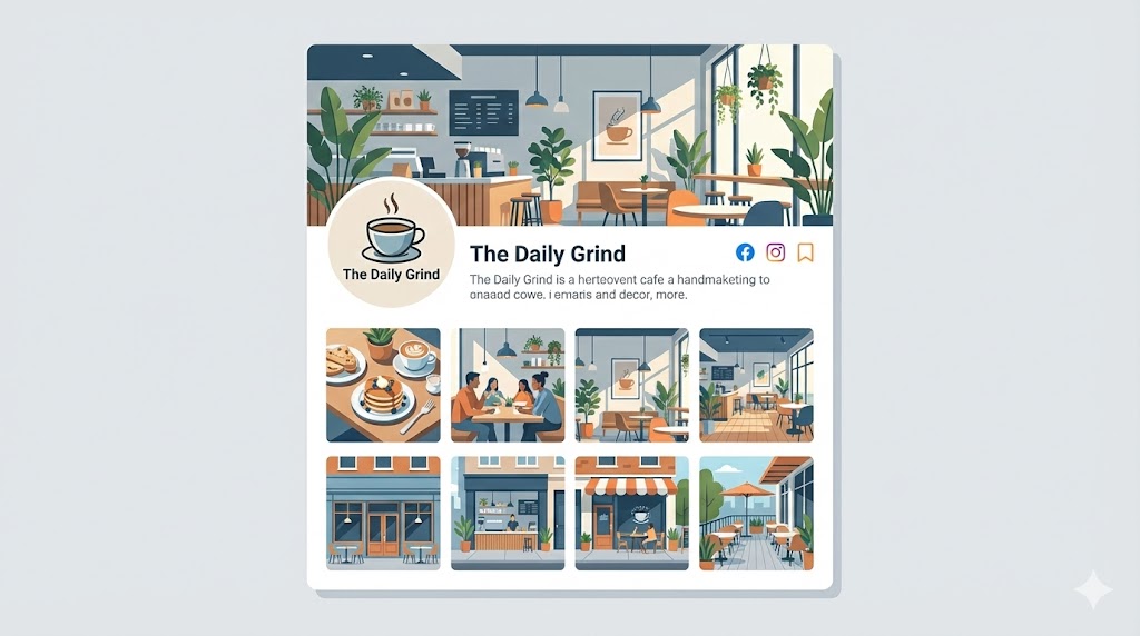 Illustration of logo and photo gallery inside a Google Business Profile