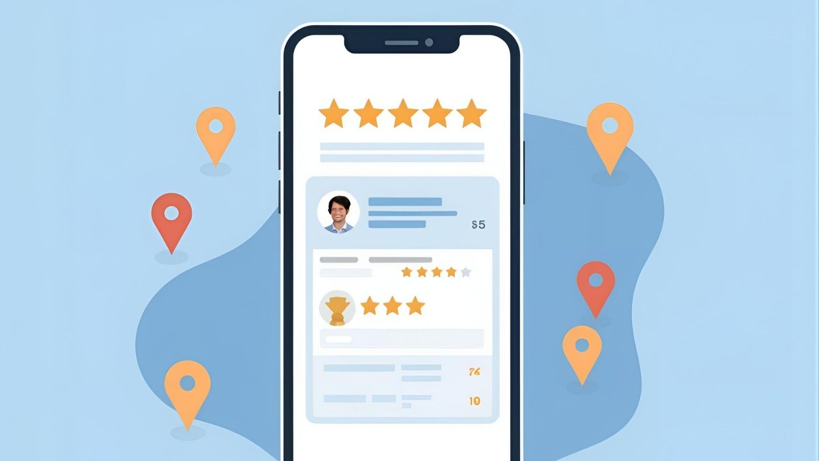Customer reading Google reviews on a smartphone