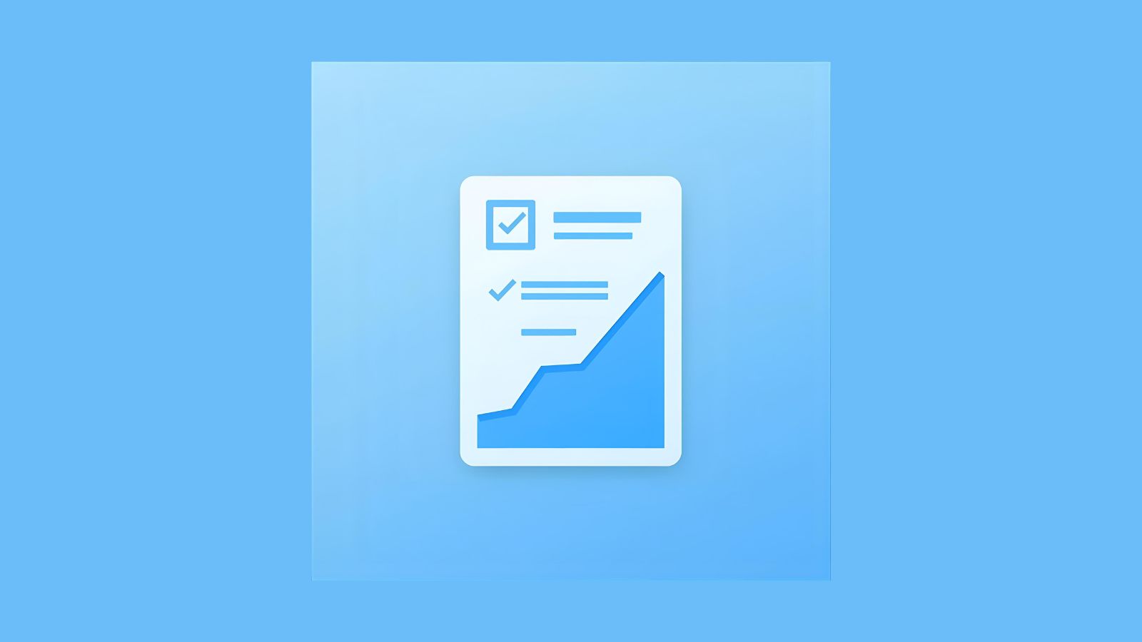 Flat illustration of a checklist and a graph trending upward to show review performance