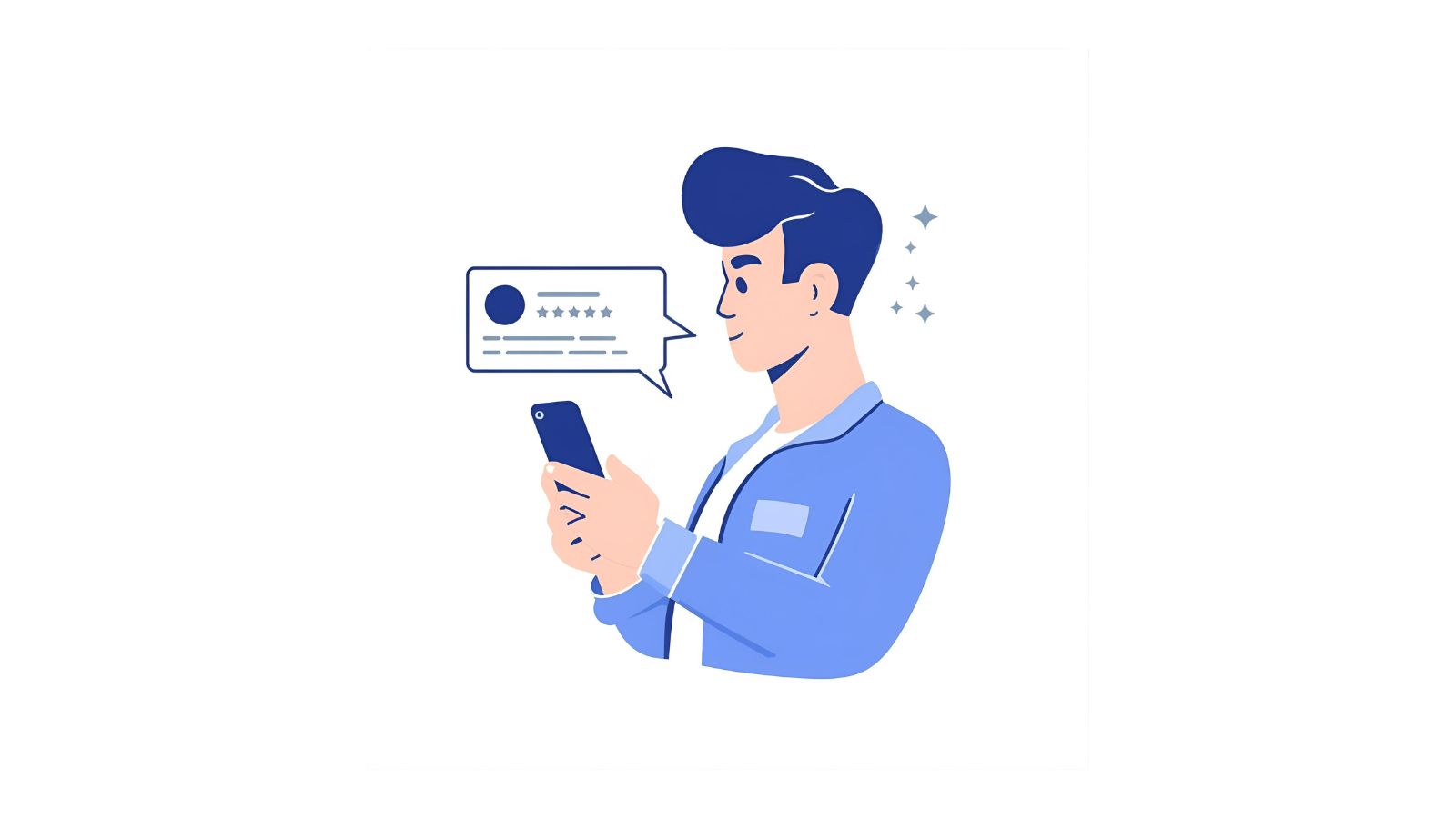 Flat illustration of a customer ignoring a review request notification on their phone